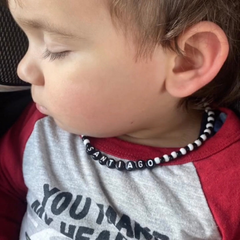 Toddler custom black & white necklace