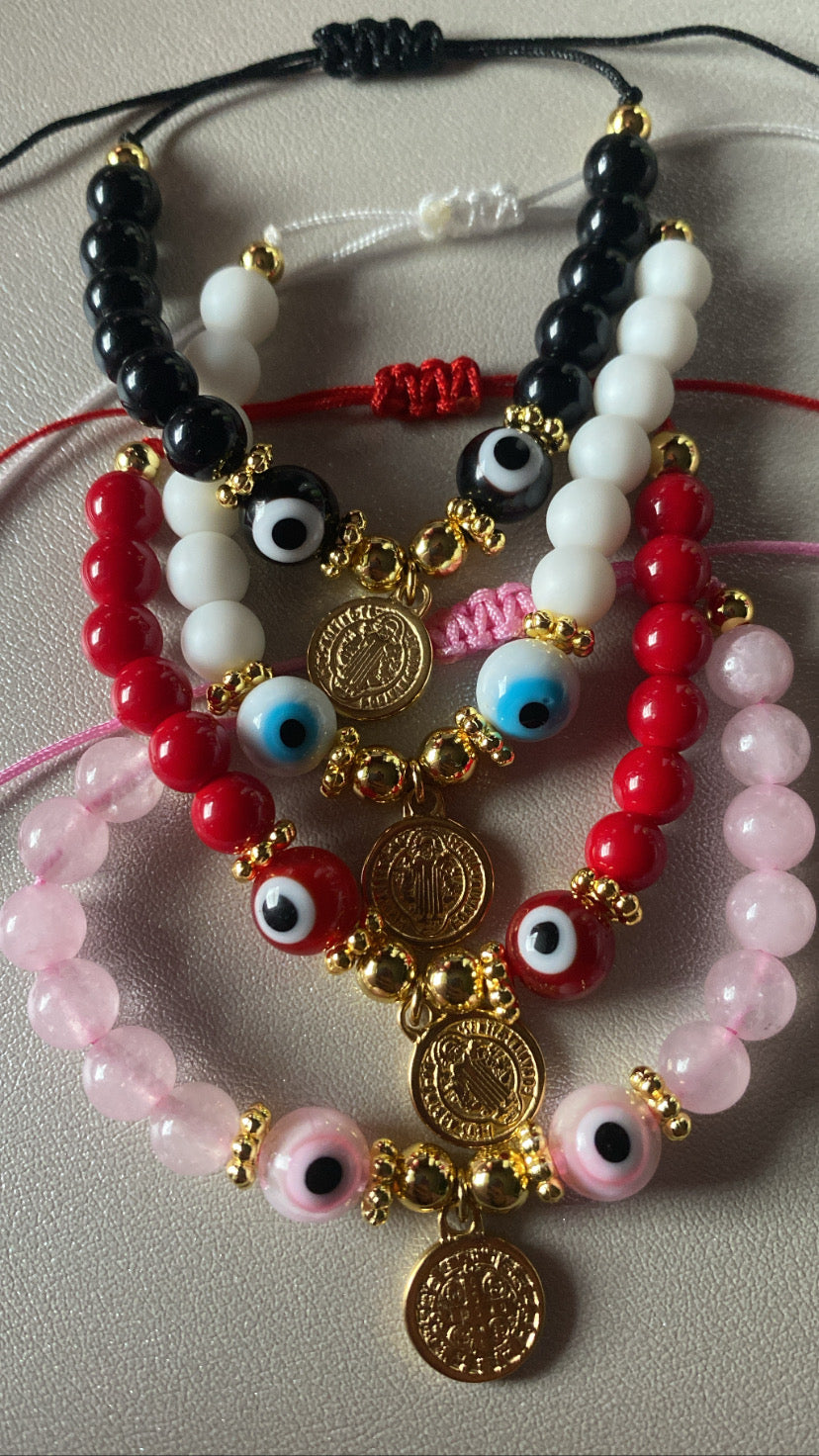 San Benito stone beads with ojito bracelets