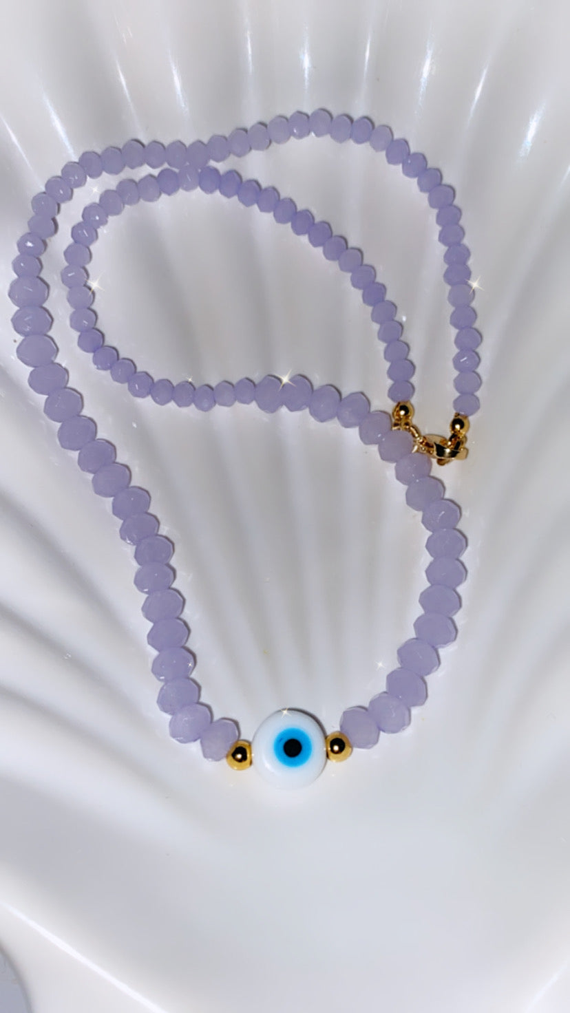 Cotton candy purple ojito necklace