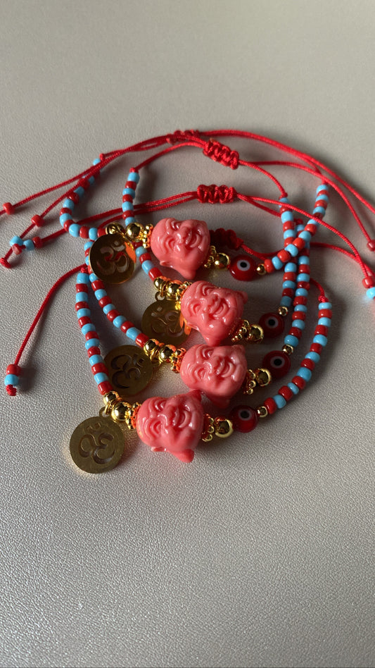 Handmade Buddha bracelet w charm & evil eye