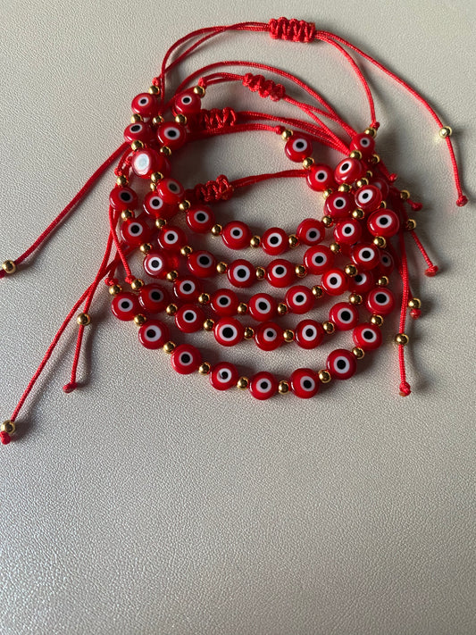Rd ojitos bracelet stainless steel beads