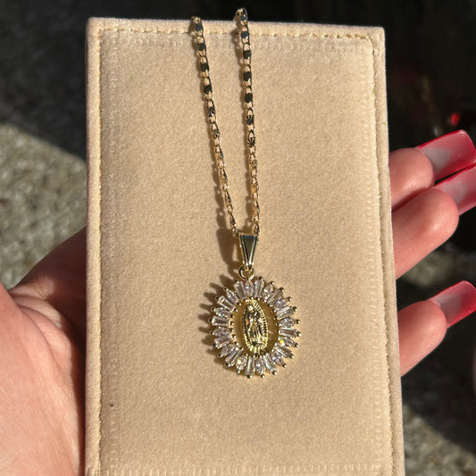 Virgencita with diamonds necklace