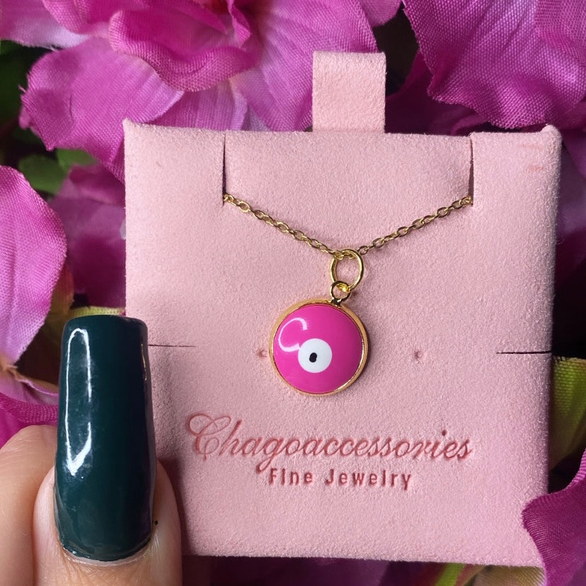 Hot pink ojito necklace