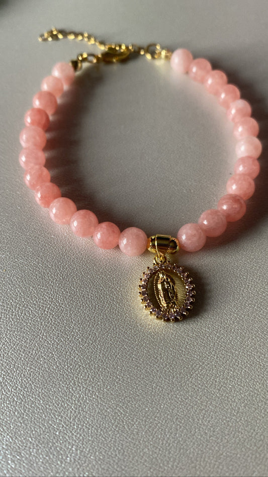 Rose quartz virgencita bracelet