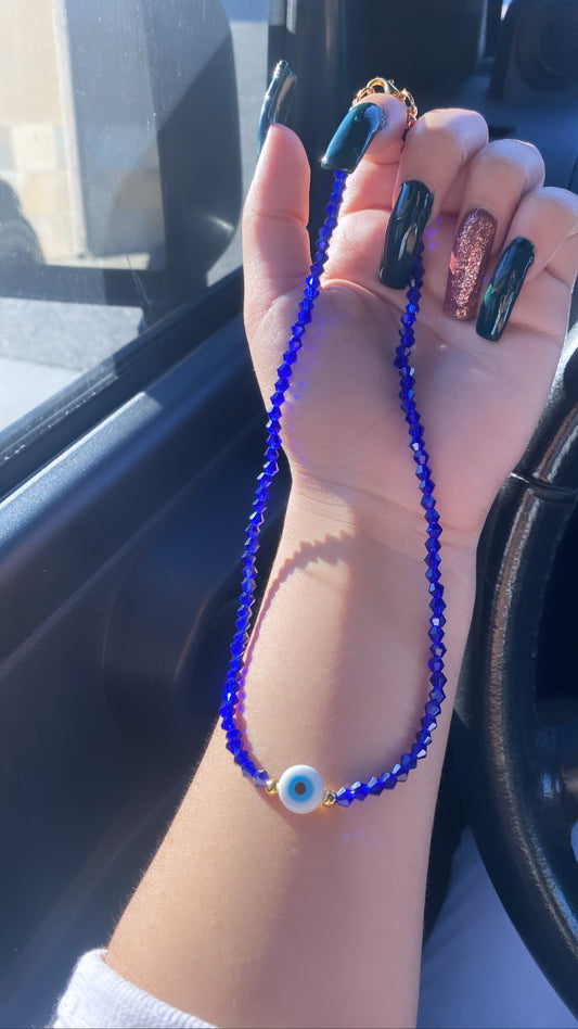Royal blue ojito necklace