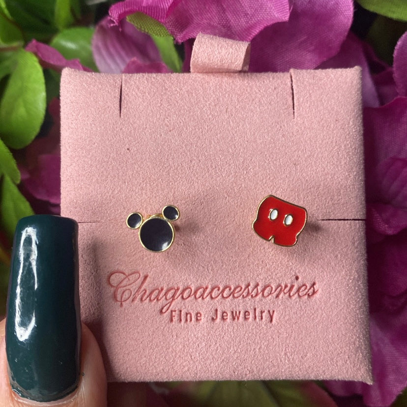 Red & black gold plated earrings