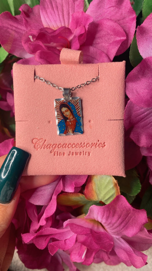 Silver Stainless steel Virgen Mary