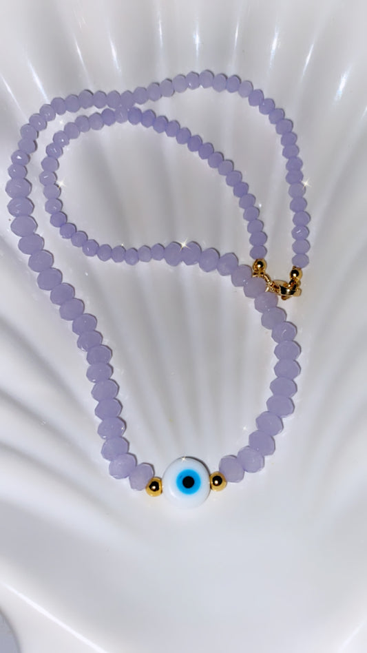 Cotton candy purple ojito necklace