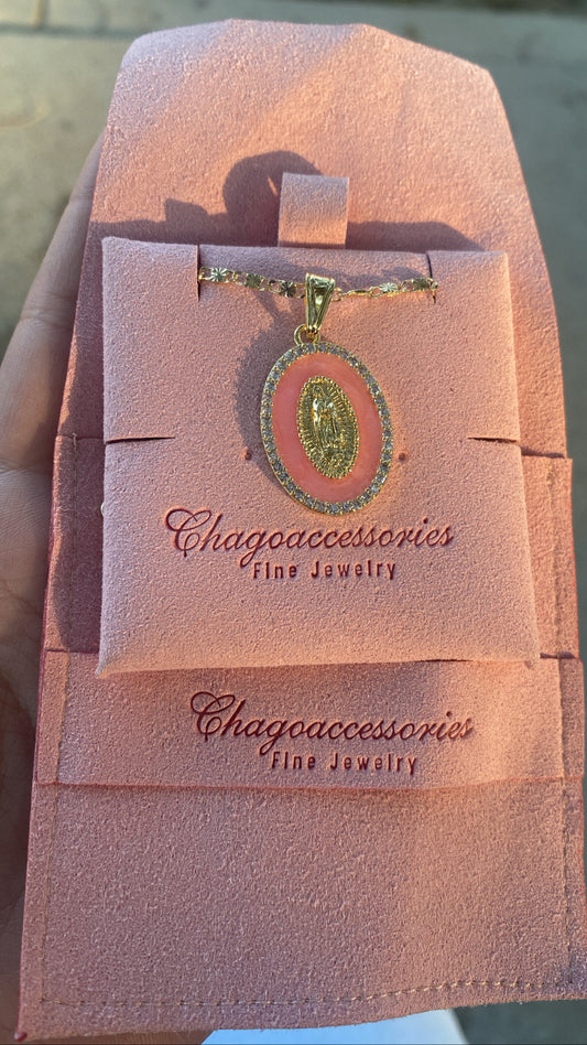 Pink Virgencita necklace