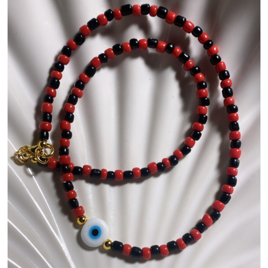Medium black & red ojito necklace
