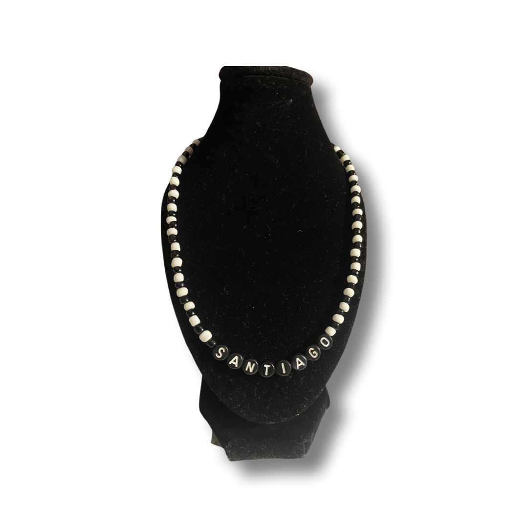 Toddler custom black & white necklace