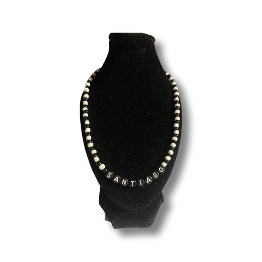 Toddler custom black & white necklace