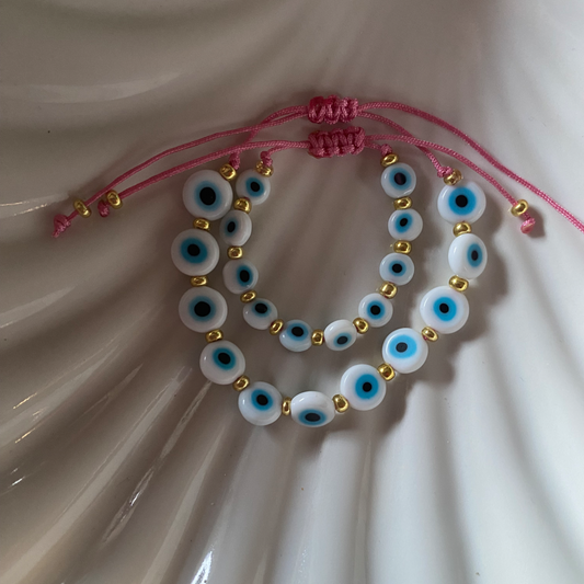 White ojito with pink string set